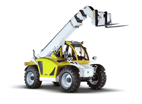 Yellow,Telehandler,With,White,Background